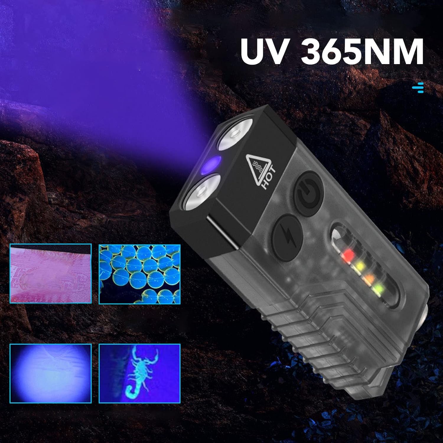 EDC Flashlight 1200 Lumens Emergency Buzzer UV Red Light IP67 Waterproof Magnetic
