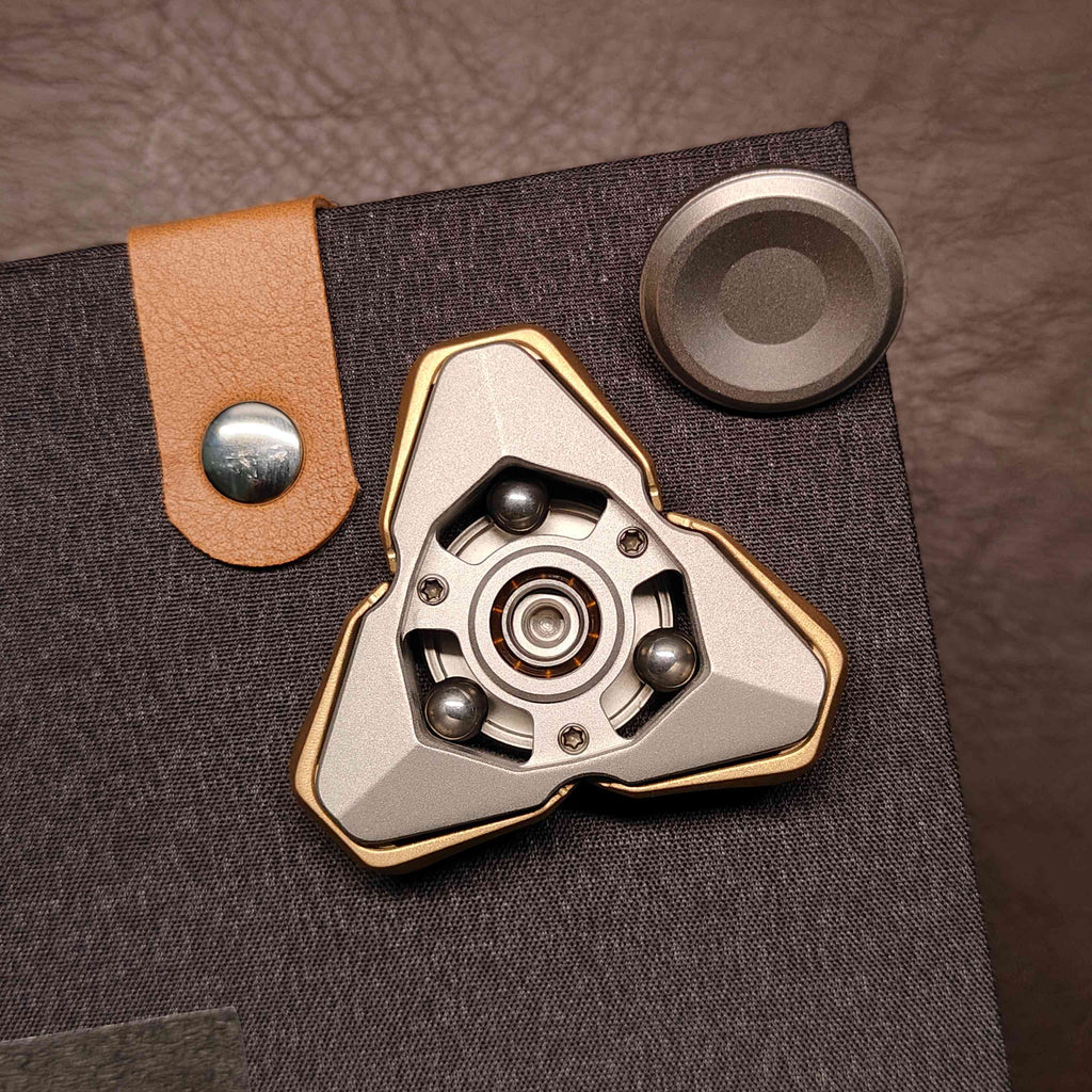 TriCore Fidget Spinner - Deployable Brass Plates with Steel Ball Sound
