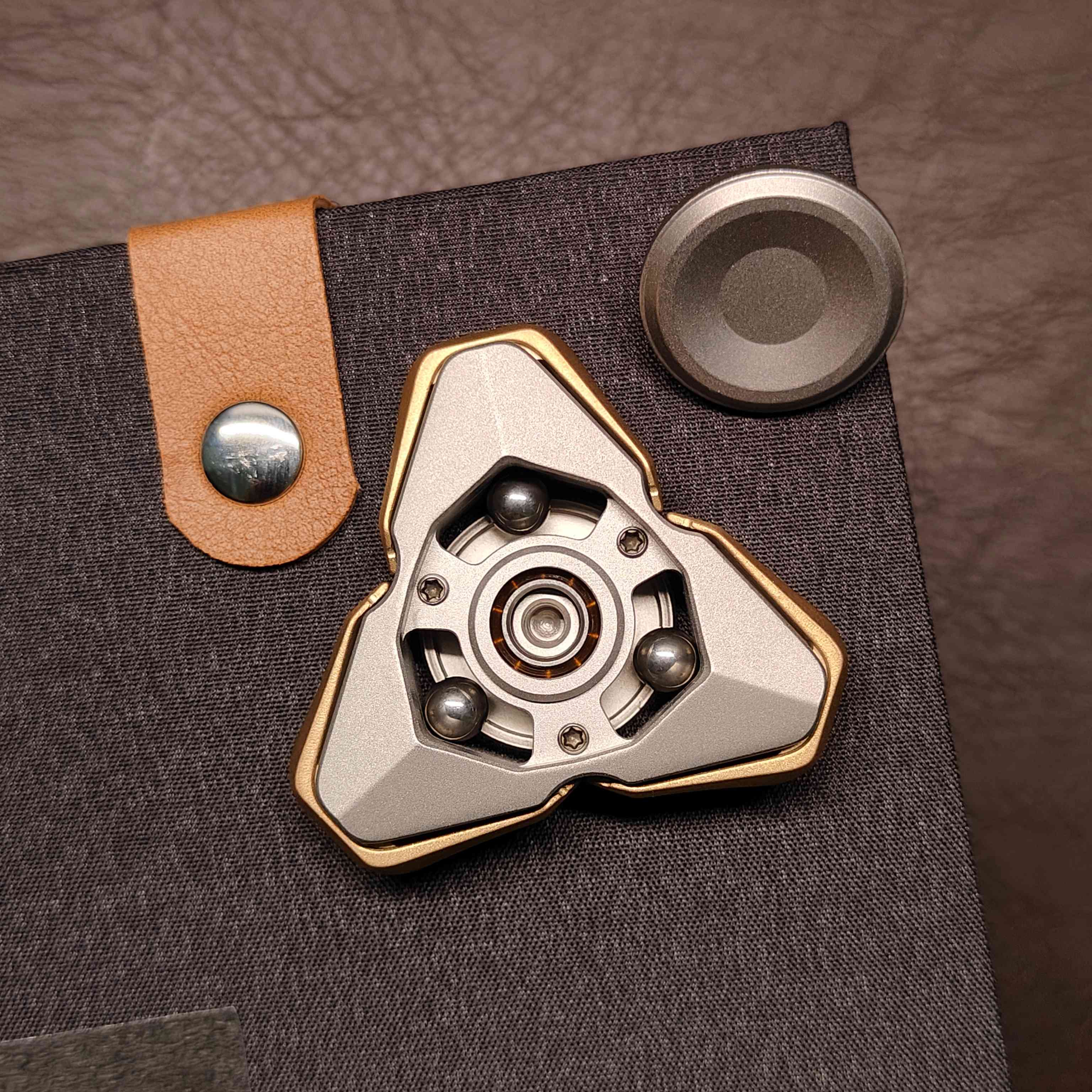 TriCore Fidget Spinner - Deployable Brass Plates with Steel Ball Sound