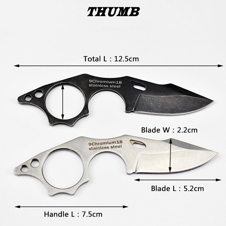 THUMB Mini Fixed Blade Neck Knife - Skeleton Design EDC with Sheath