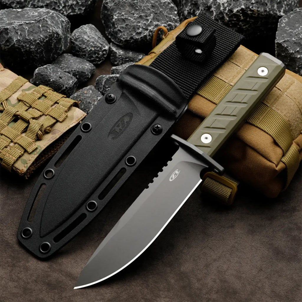 Survival Knife Fixed Blade Knife 7Cr Steel Titanium Coating Hunting Knife Camping Bushcraft Tactical
