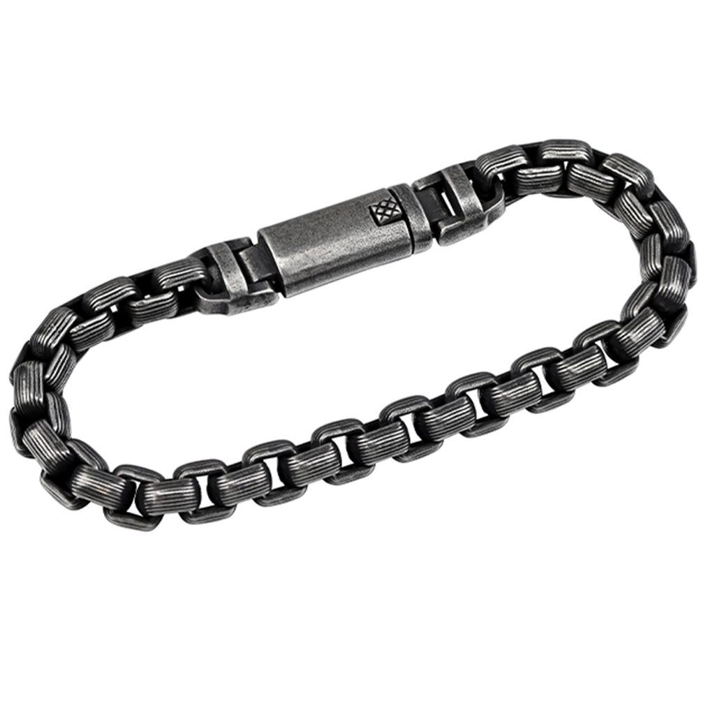 RustEdge Titanium Steel Industrial Punk Bracelet - Oxidized Finish