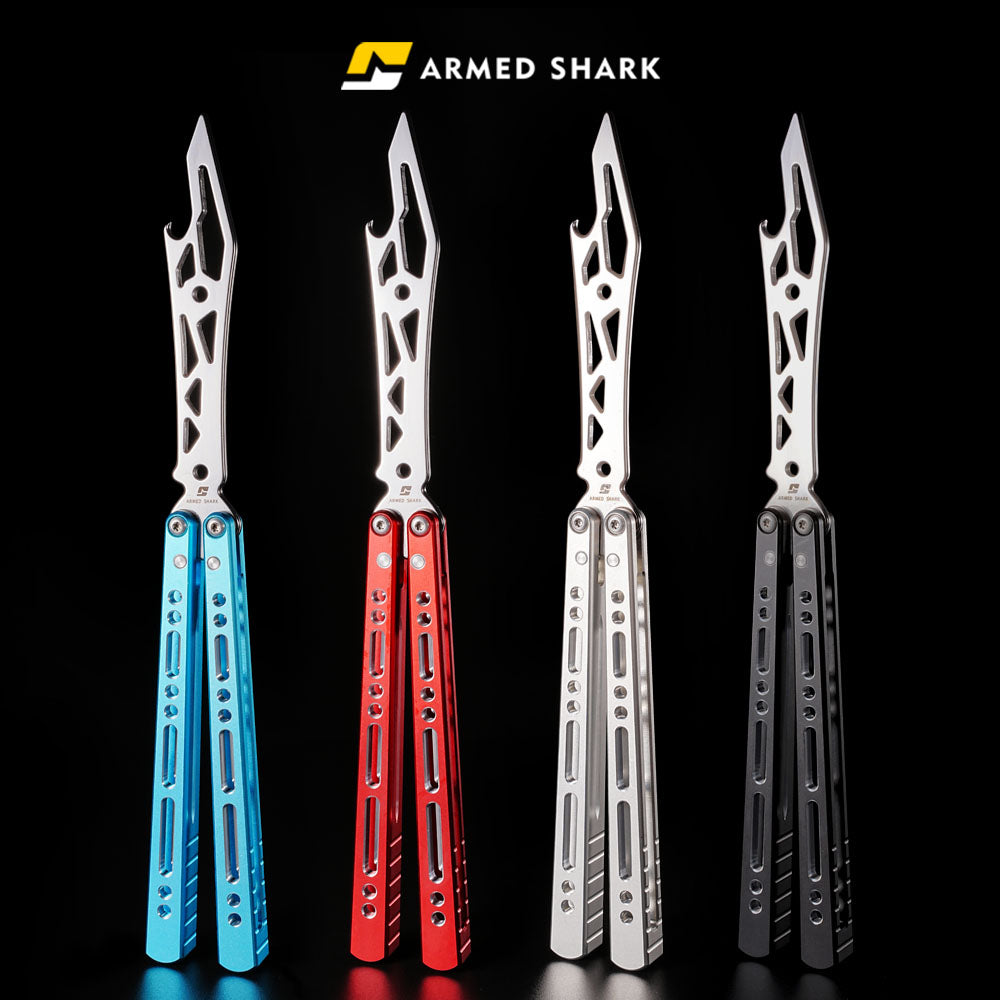 Butterfly Trainer Knife Armed Shark Pike - 7075 Aluminum Balisong Flipper Mirror Polish