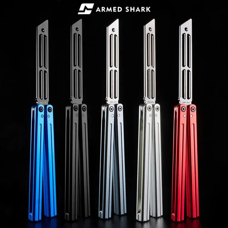 Squiddy V2 Balisong Trainer - Armed Shark 6061 Aluminum Butterfly Knife Fast Flipper