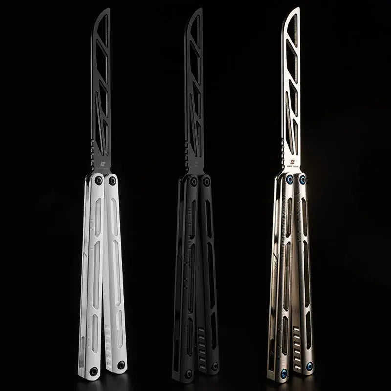 TC4 Titanium Balisong Trainer Knife - Armed Shark Tsunami DLC Butterfly Flipper