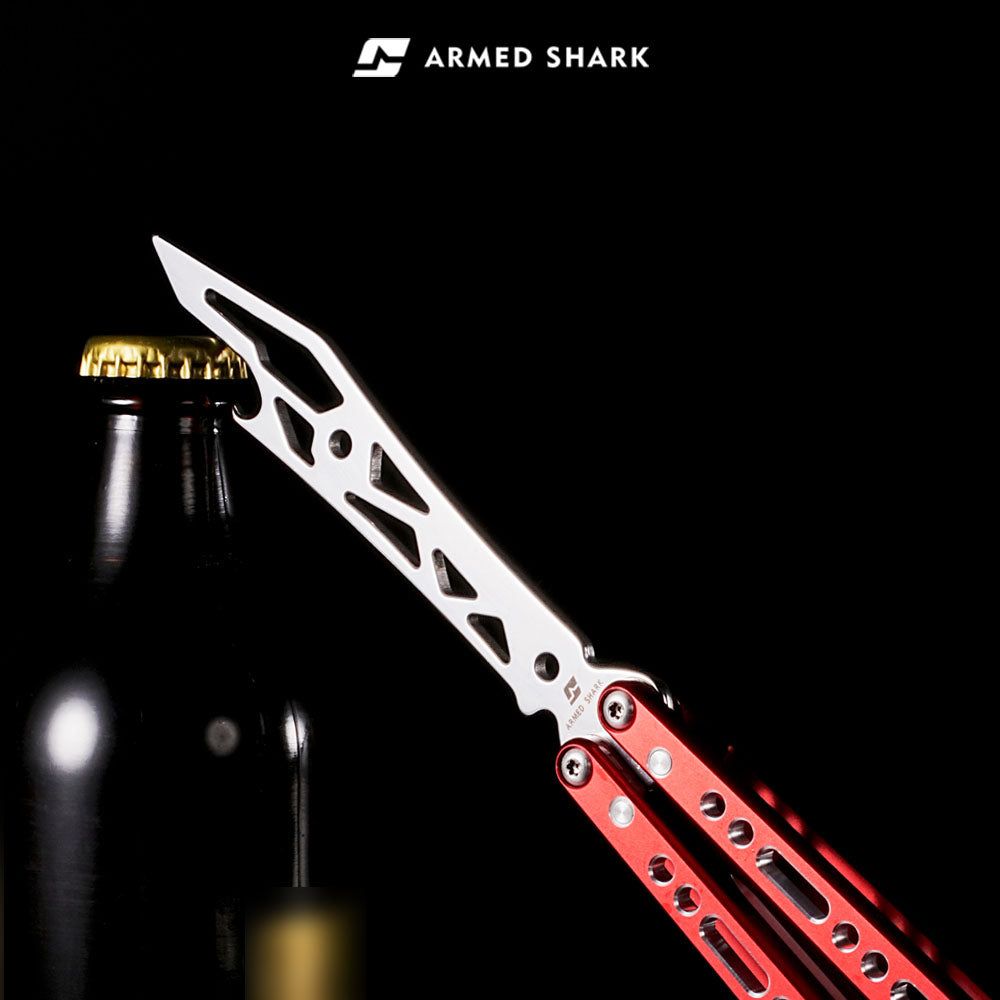 Butterfly Trainer Knife Armed Shark Pike - 7075 Aluminum Balisong Flipper Mirror Polish