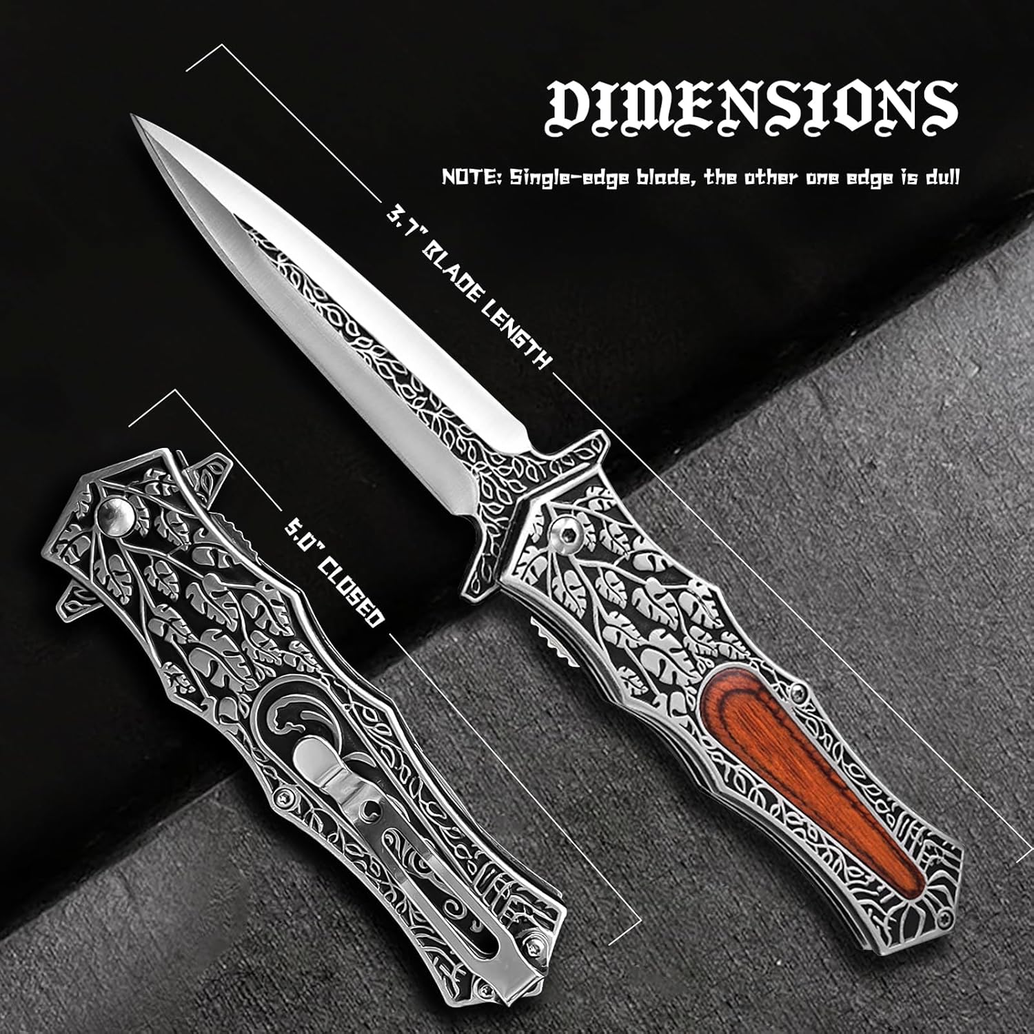 Pocket Knife Japanese Engraving One Hand Opening Liner Lock Stainless Steel EDC Collector
