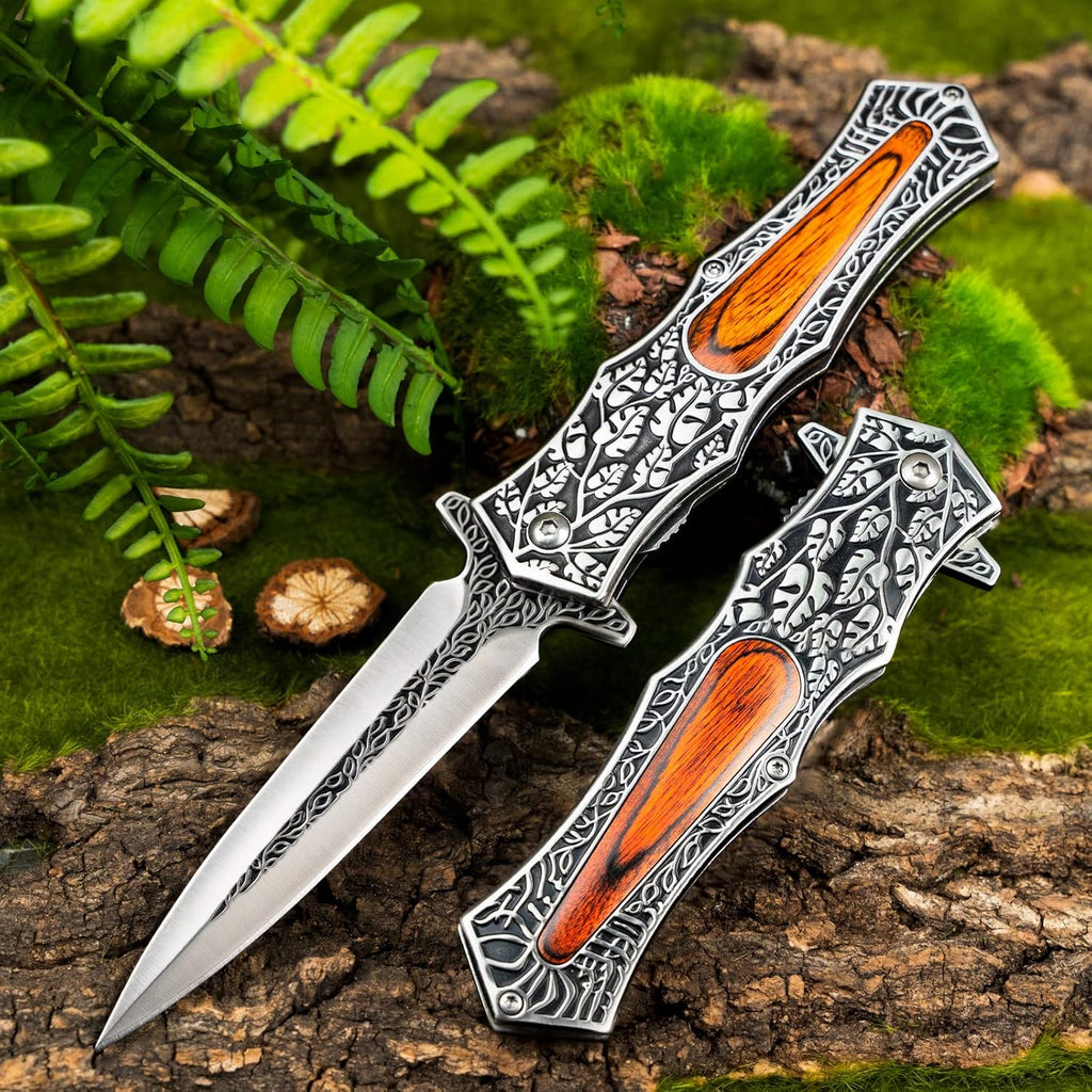 Pocket Knife Japanese Engraving One Hand Opening Liner Lock Stainless Steel EDC Collector