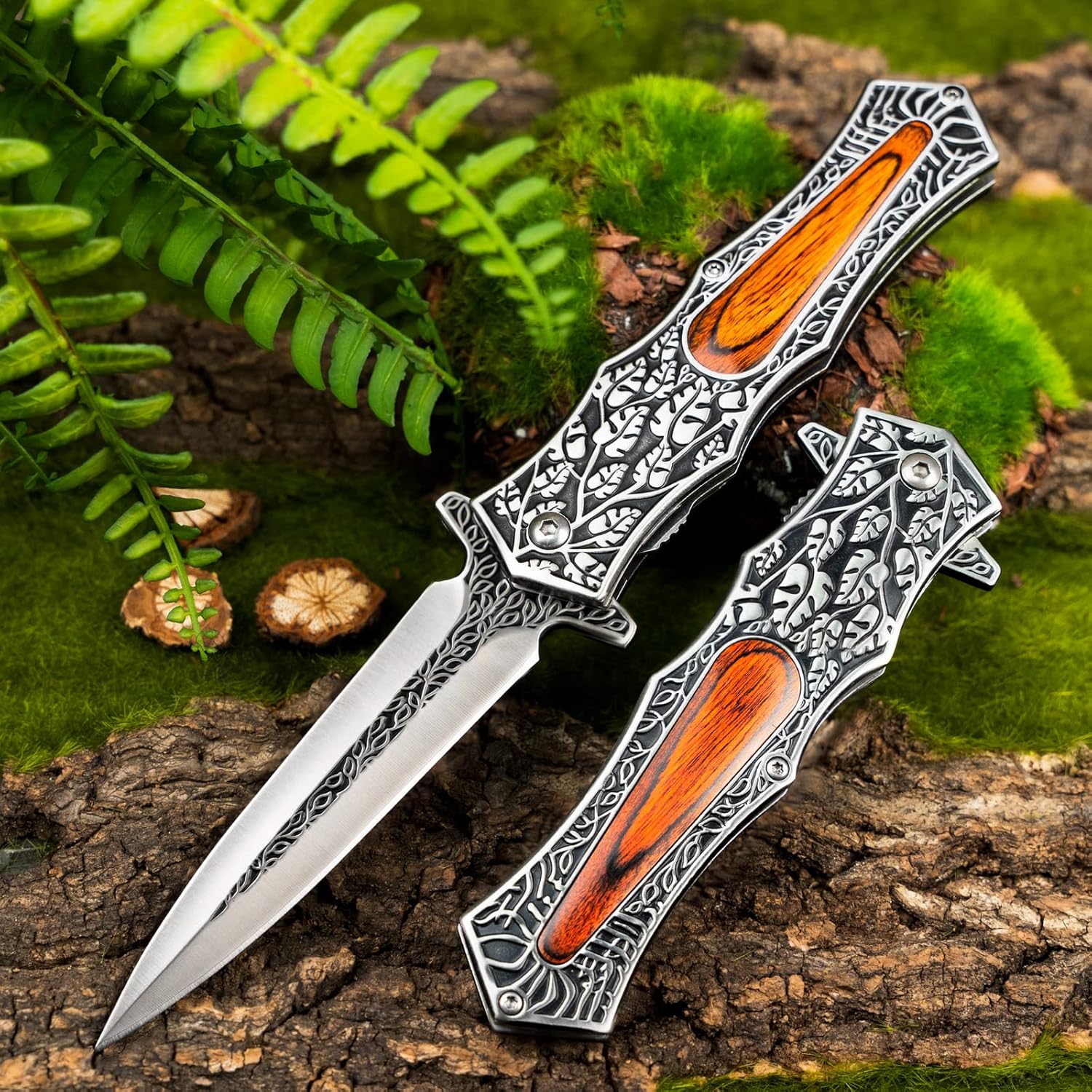 Pocket Knife Japanese Engraving One Hand Opening Liner Lock Stainless Steel EDC Collector