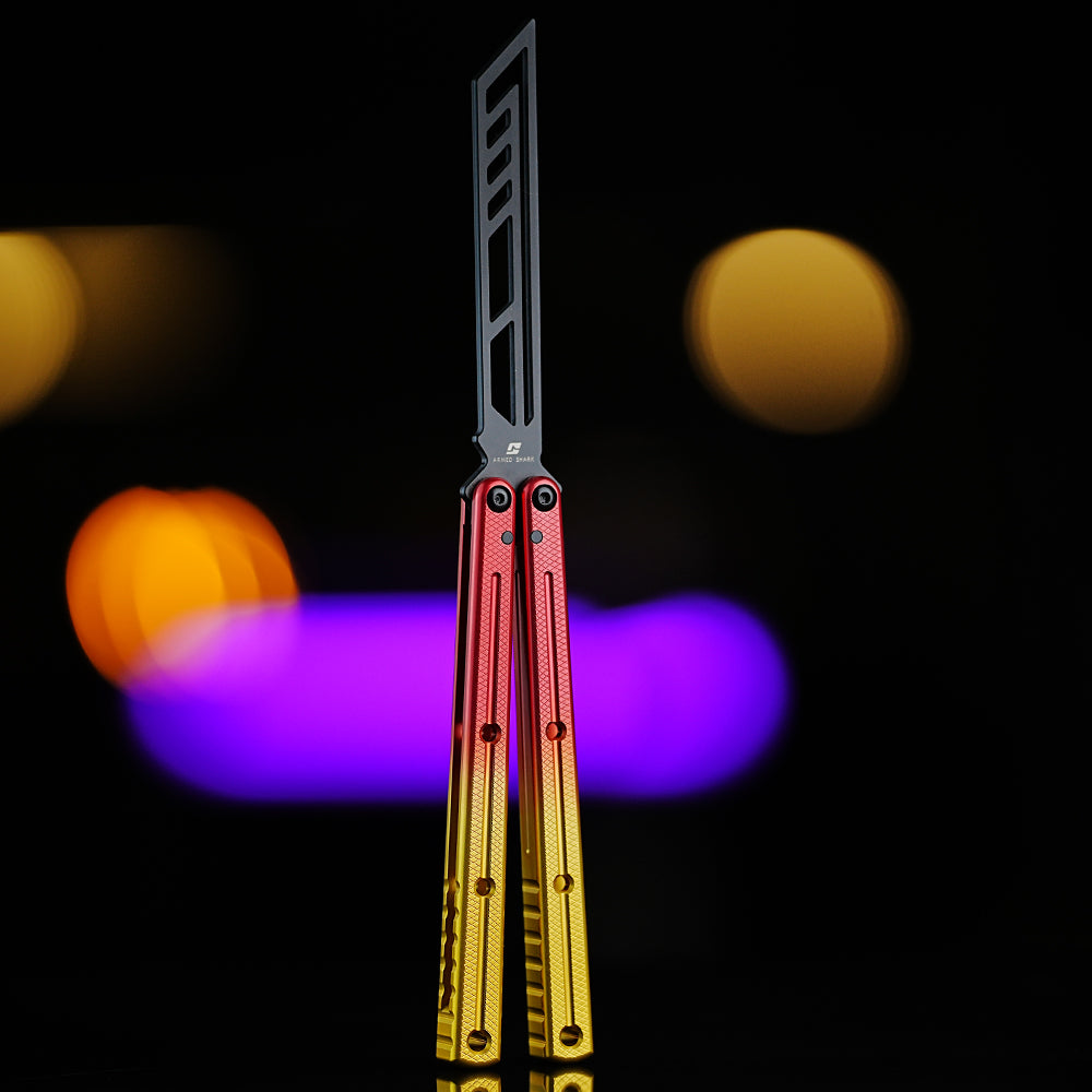 Balisong Trainer Krake Raken V3 - Armed Shark Butterfly Knife 7075 Aluminum 36 Colors