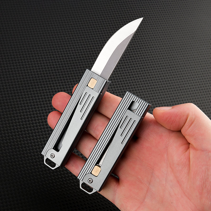 Folding Knife Tactical Knife D2 Steel Gravity Opening Aluminum Handle EDC Knife Stress Relief