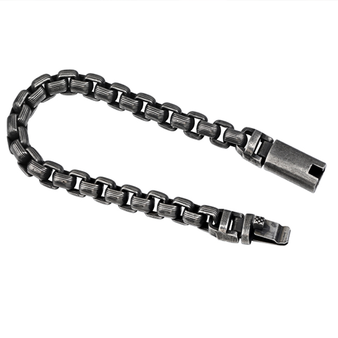RustEdge Titanium Steel Industrial Punk Bracelet - Oxidized Finish
