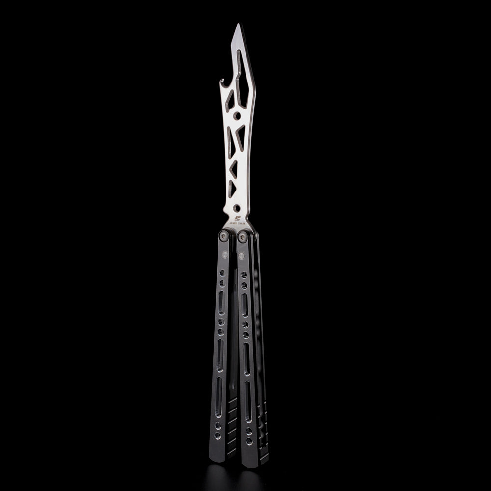 Butterfly Trainer Knife Armed Shark Pike - 7075 Aluminum Balisong Flipper Mirror Polish