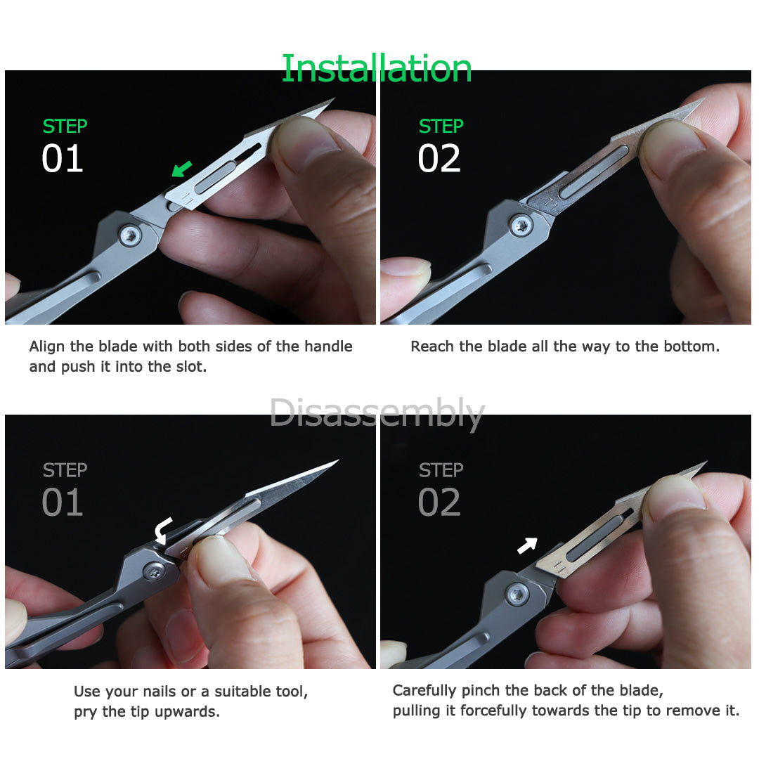 Titanium Scalpel Knife GR5 Micro Folding Replaceable Blade EDC TSA Compliant Travel