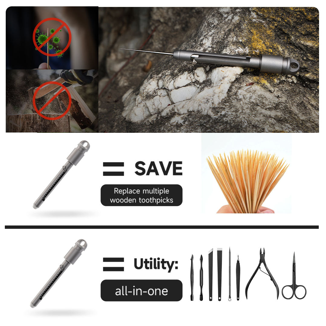 AcePick Titanium Quick-Release Toothpick & Multi-Tool - EDC Keychain