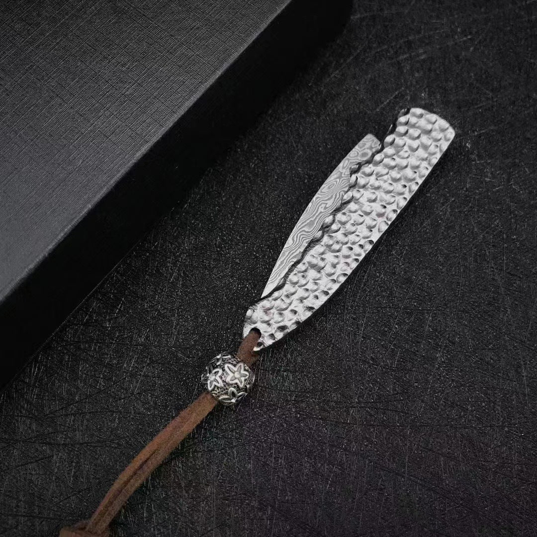 Folding Knife Damascus Steel Pocket Knife Compact Keychain EDC Knife Collector Knife