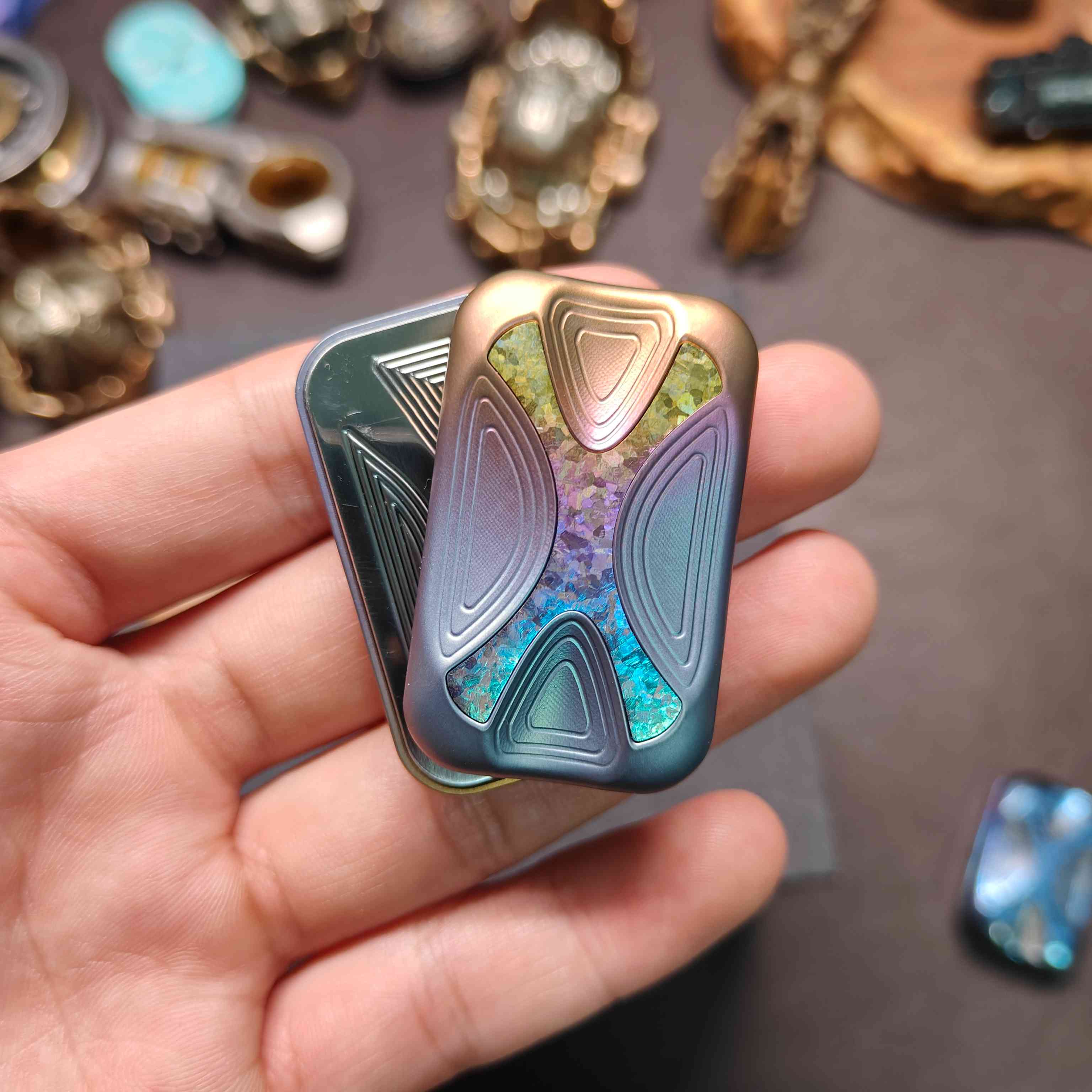 Fidget Slider Titanium Infinite Position Vibration Feedback - XX Brass Spring EDC Stress Relief