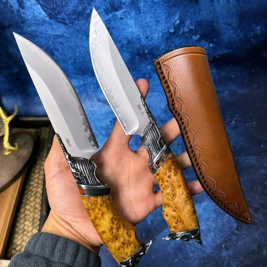 Handcrafted Survival Knife SKD-11 Steel Thuja Wood Handle Fixed Blade Pirate Collector