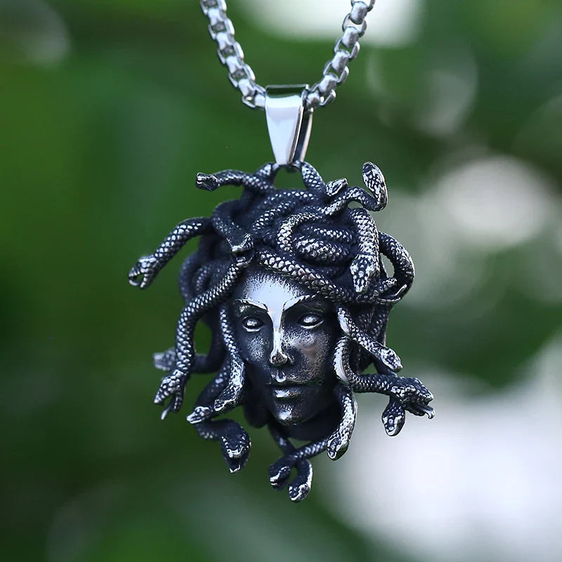 Gothic Necklace – Gorgon Medusa Wrath Pendant 316L Stainless Steel Dark Statement