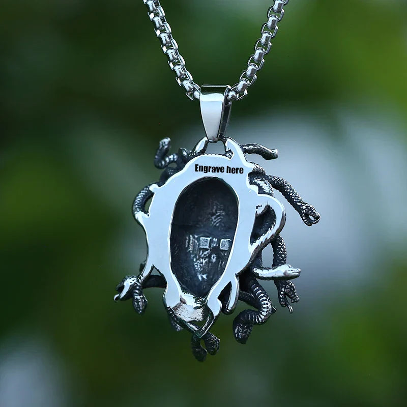 Gothic Necklace – Gorgon Medusa Wrath Pendant 316L Stainless Steel Dark Statement