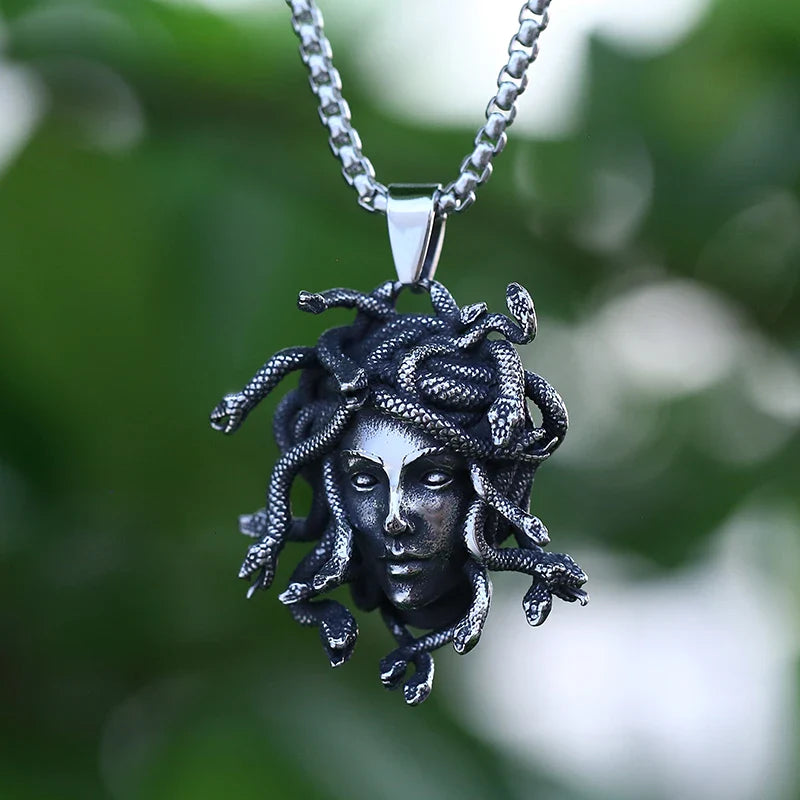 Gothic Necklace – Gorgon Medusa Wrath Pendant 316L Stainless Steel Dark Statement