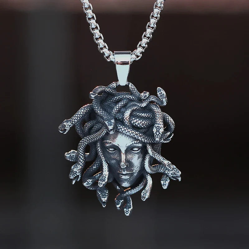 Gothic Necklace – Gorgon Medusa Wrath Pendant 316L Stainless Steel Dark Statement