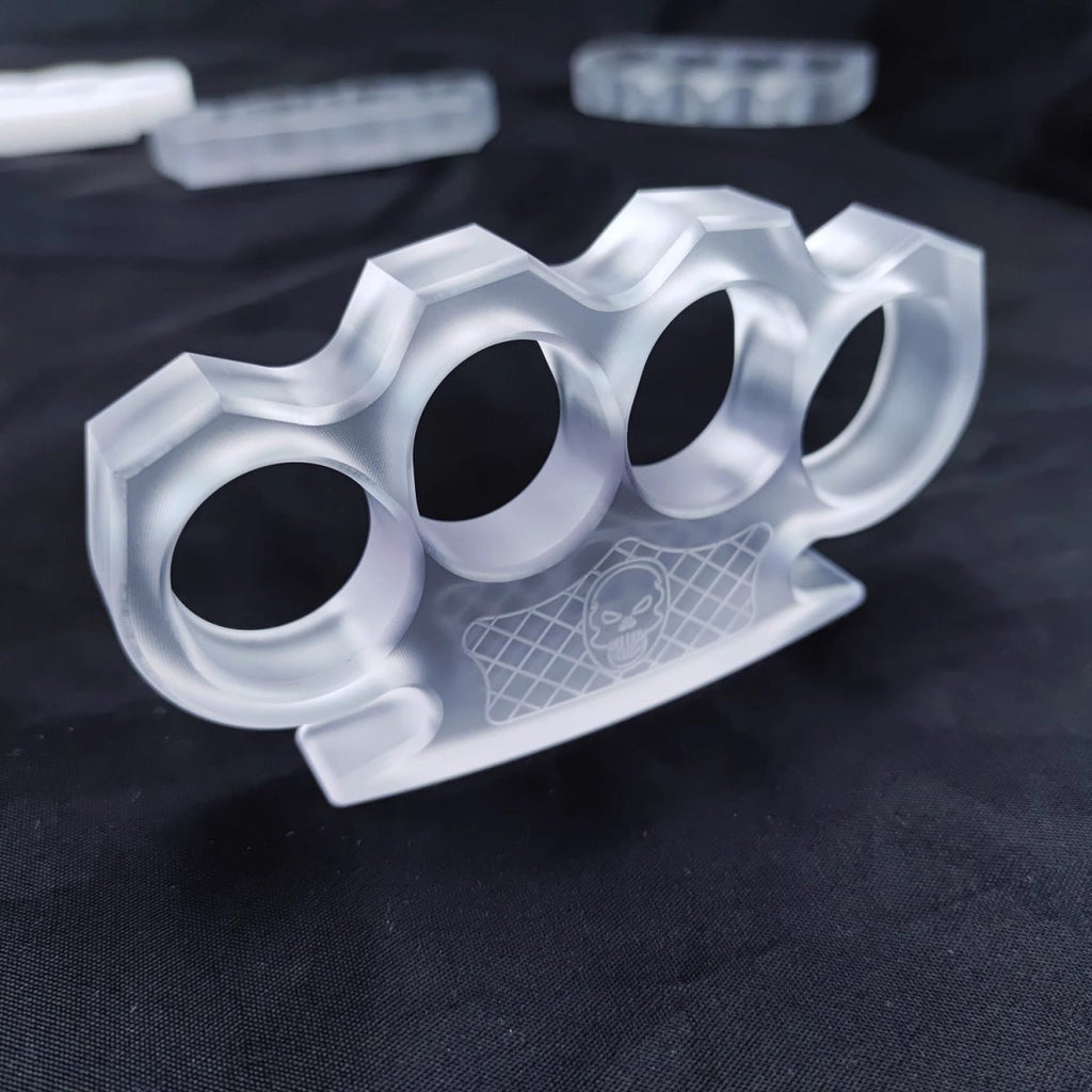 PVC Plastic Ultra-Thick 14mm Four Finger Knuckle - Clear Non-Metal 55g