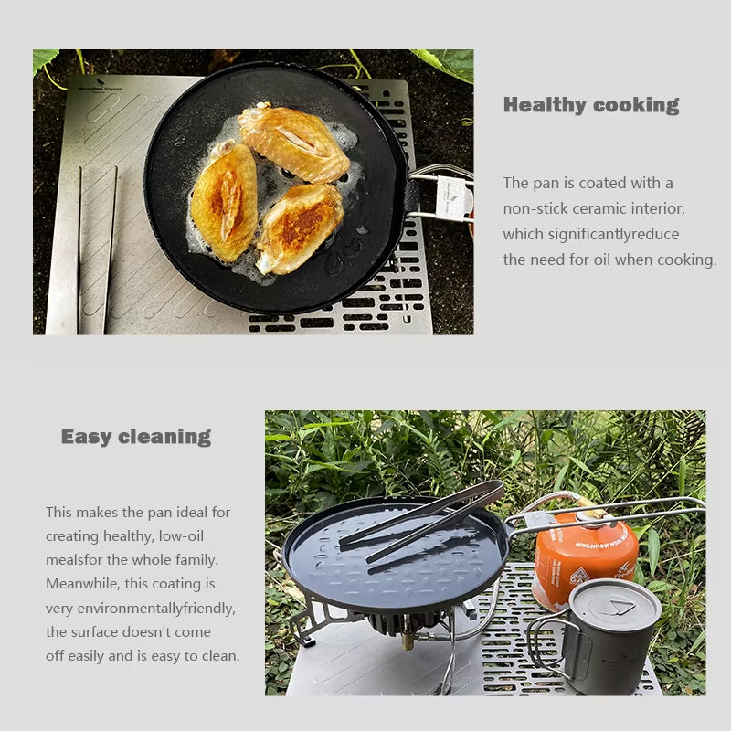 AeroTitan Lightweight Foldable Titanium Skillet | Pure Titanium Camping Pan