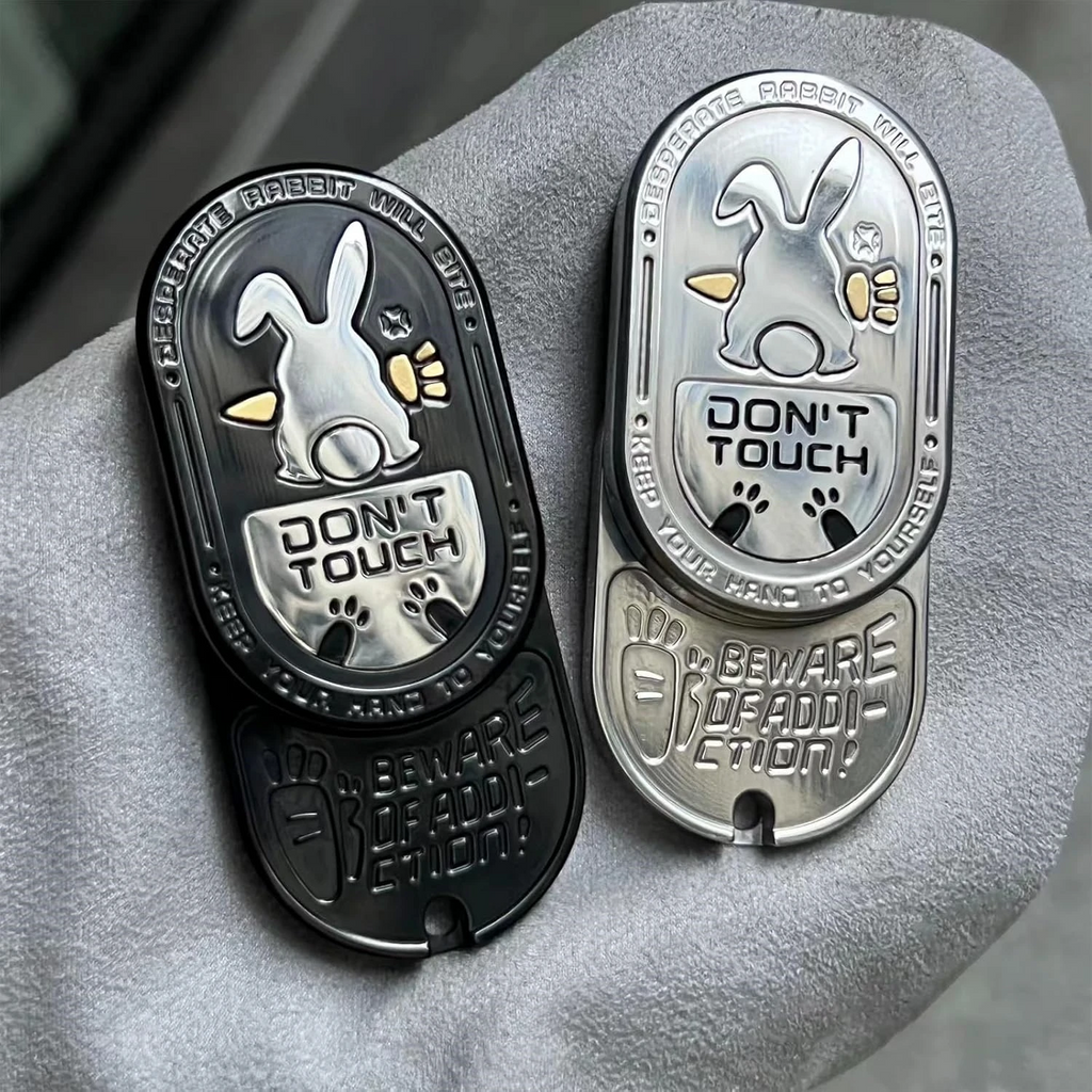 Fidget Slider Stainless Steel Bunny Engraving Ding Sound Multi-Directional EDC Stress Relief ADHD