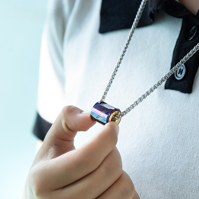 SpinCore Titanium Fidget Spinner Pendant - EDC Stress Relief Necklace