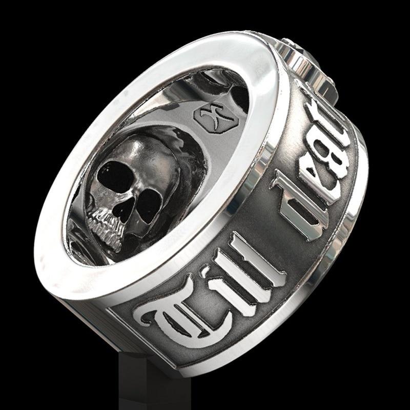 Skull Ring – Til Death Do Us Part Black Zircon Gothic Punk Eternal Love Ring