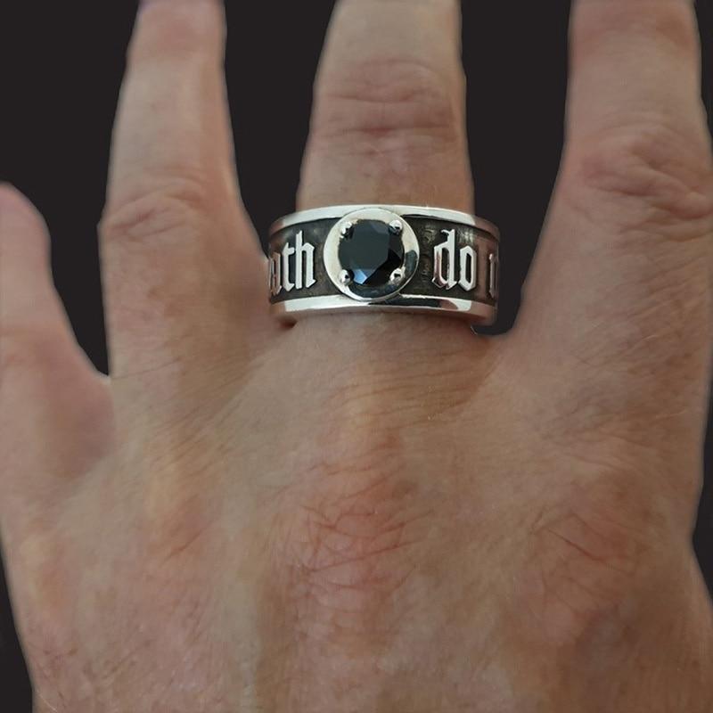 Skull Ring – Til Death Do Us Part Black Zircon Gothic Punk Eternal Love Ring