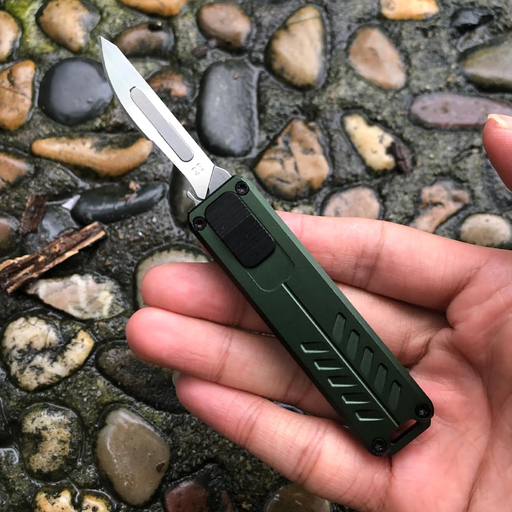 OTF Utility Knife Aluminum Replaceable Blade EDC Box Cutter Compact Pocket Knife