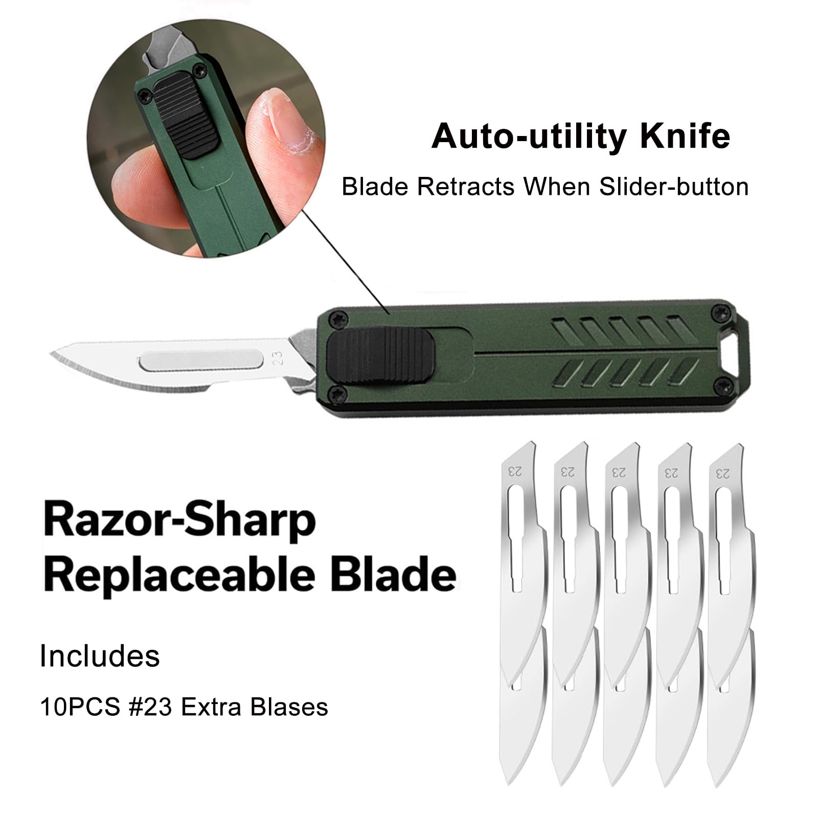 OTF Utility Knife Aluminum Replaceable Blade EDC Box Cutter Compact Pocket Knife