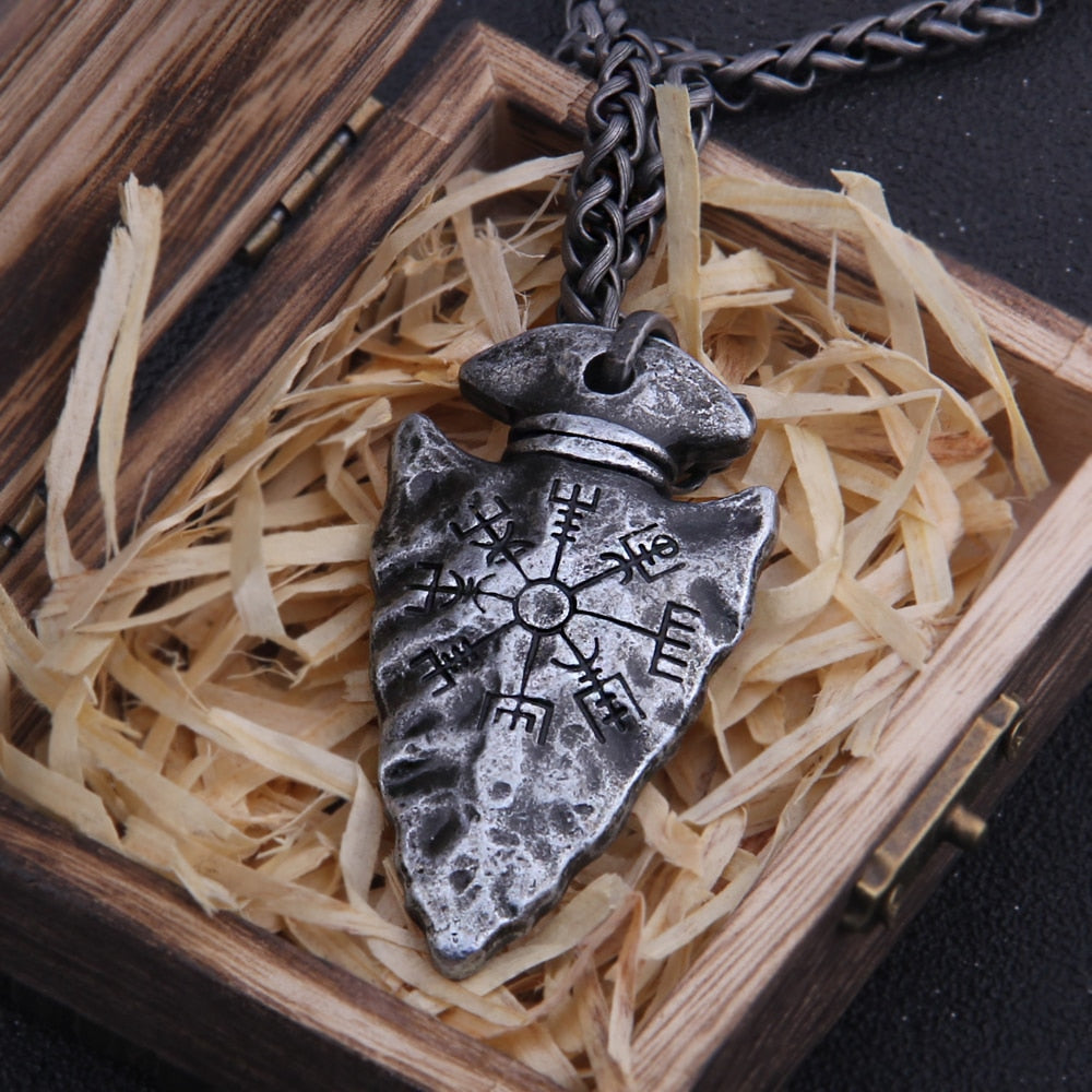 Viking Necklace – Vegvisir Spearhead Norse Compass Gothic Pendant