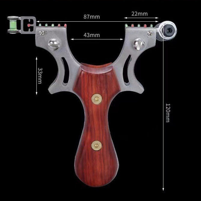 Wrist Rocket Slingshot – Stainless Steel Wood Handle Hunting Slingshot with Laser & Fiber Optic Sight