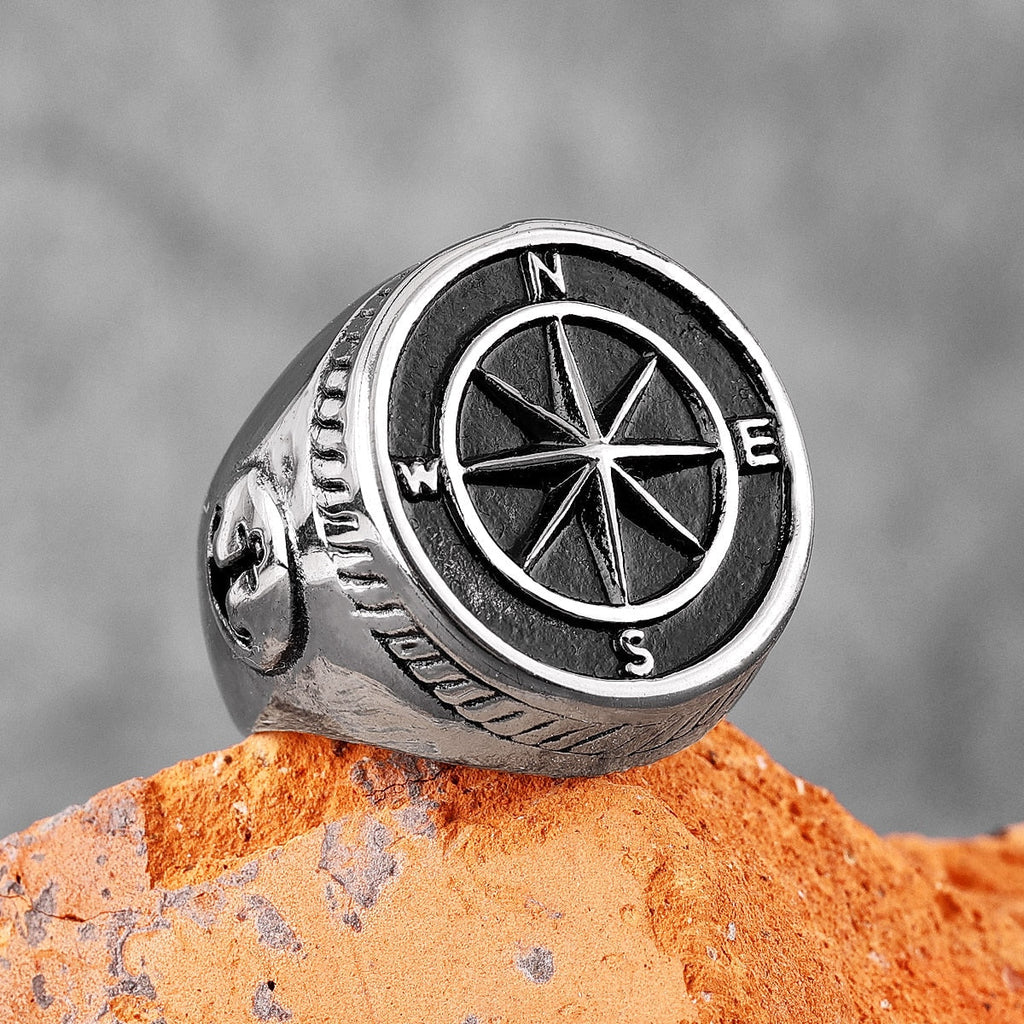 Anchor Ring – Navigator Compass Sailor Punk Hip Hop Statement Ring