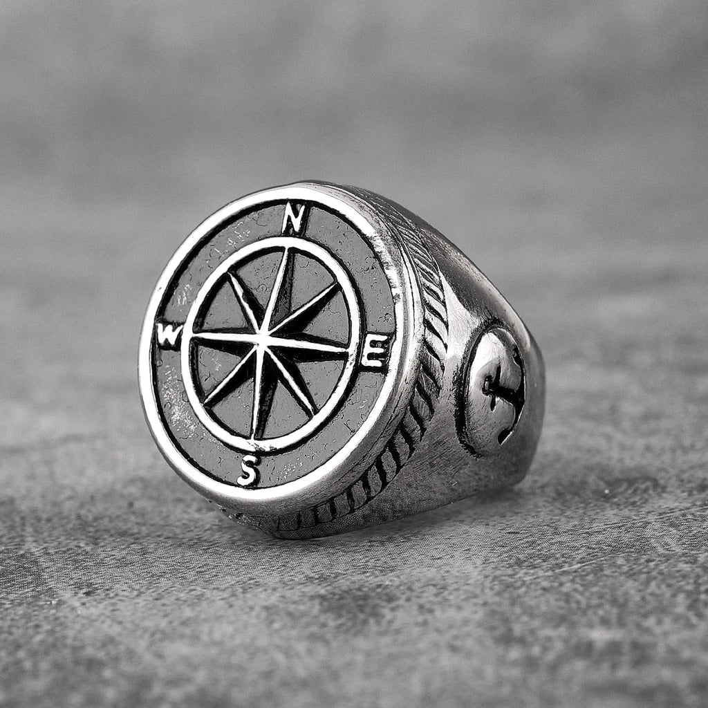 Anchor Ring – Navigator Compass Sailor Punk Hip Hop Statement Ring