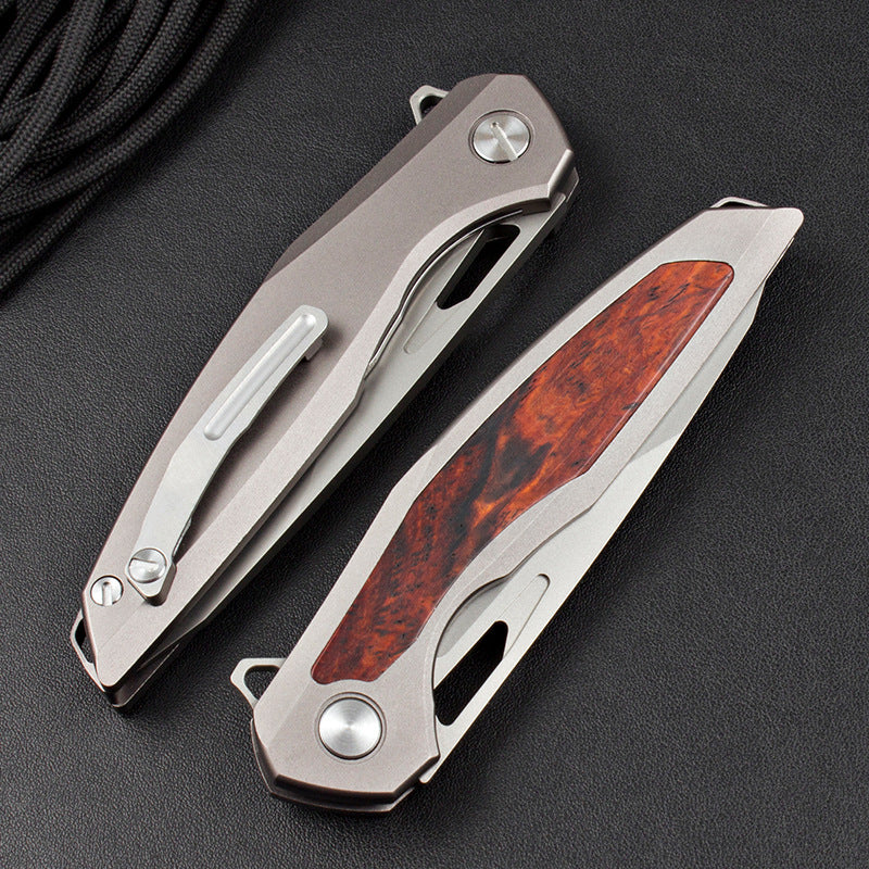 Razor-Edge Bear Claw D2 Steel Folding Knife - Carbon Fiber & Rosewood Options