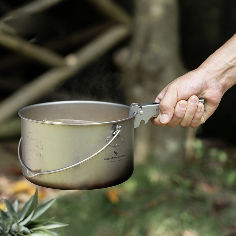 Pure Titanium Camping Tongs - 3-in-1 Pot Gripper, Bottle Opener & Wrench