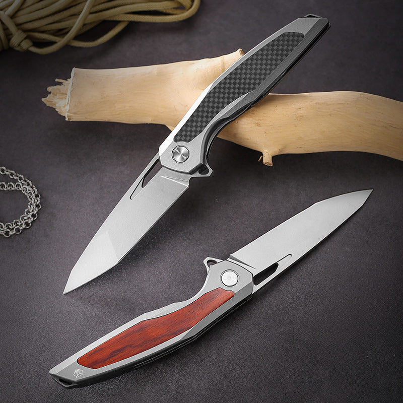 Razor-Edge Bear Claw D2 Steel Folding Knife - Carbon Fiber & Rosewood Options