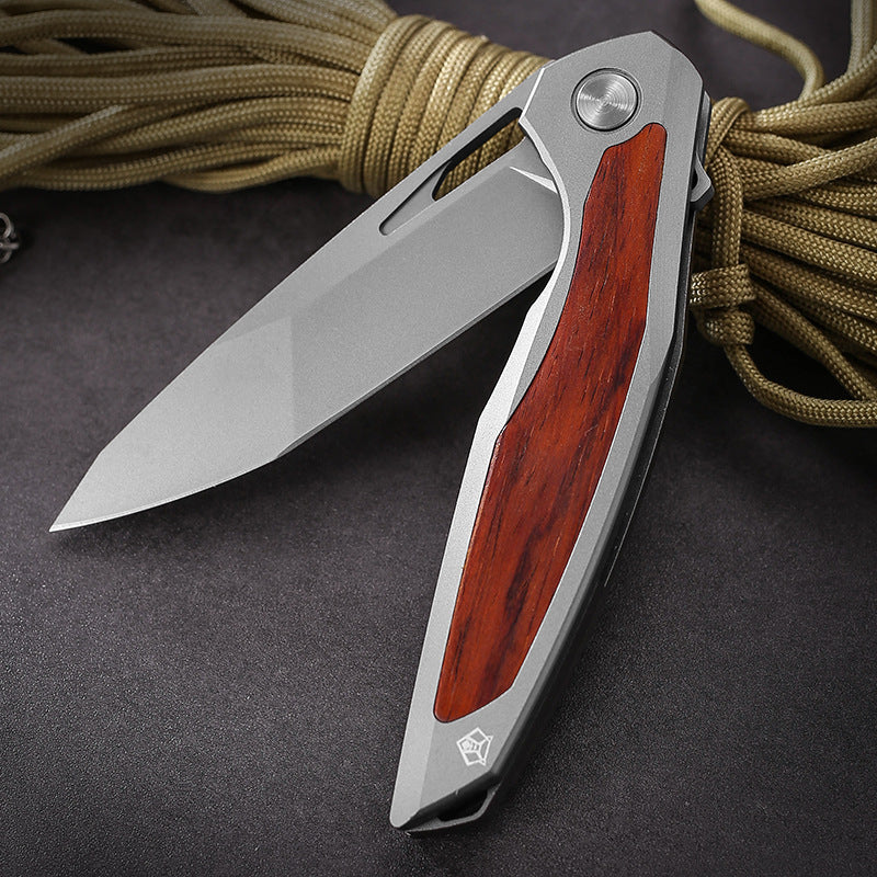 Razor-Edge Bear Claw D2 Steel Folding Knife - Carbon Fiber & Rosewood Options