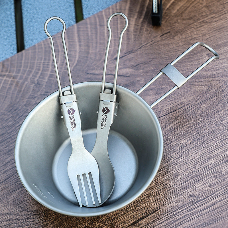 Featherlight Feast Ultralight Titanium Folding Utensil Set | Travel EDC Cutlery