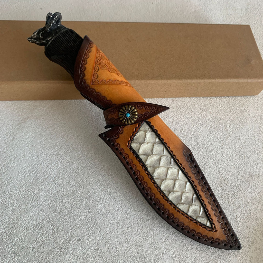Damascus Fixed Blade Hand Forged Sanmai VG10 Core Ebony Handle Tactical Survival Collector