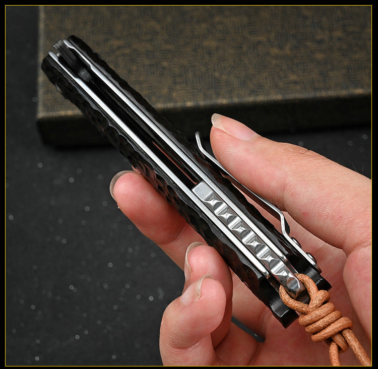 Damascus Folding Knife VG10 Ebony Handle Artisan EDC Collector Outdoor Pocket Knife