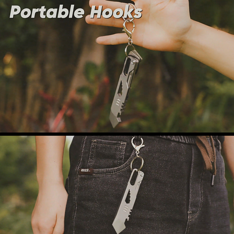 EDC Multi-Tool Titanium Multi-Tool 10-in-1 Survival Tool Pry Bar Keychain Tool Camping Gear