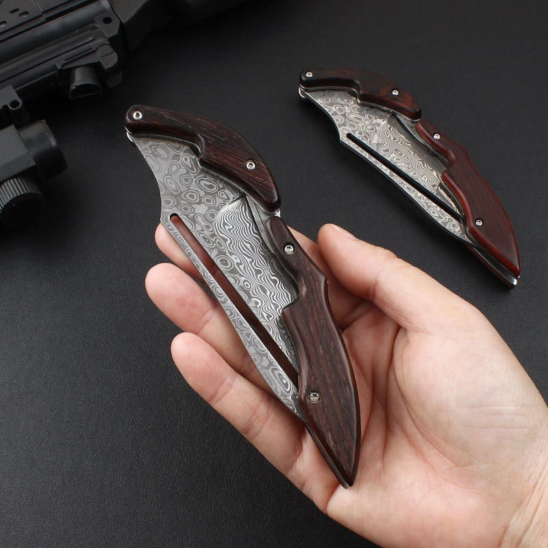 Folding Knife Damascus Steel Pocket Knife Mechanical Lock Camping Knife EDC Collector Knife