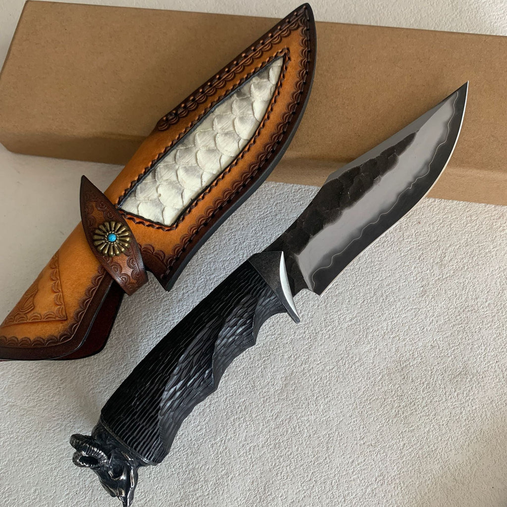 Damascus Fixed Blade Hand Forged Sanmai VG10 Core Ebony Handle Tactical Survival Collector