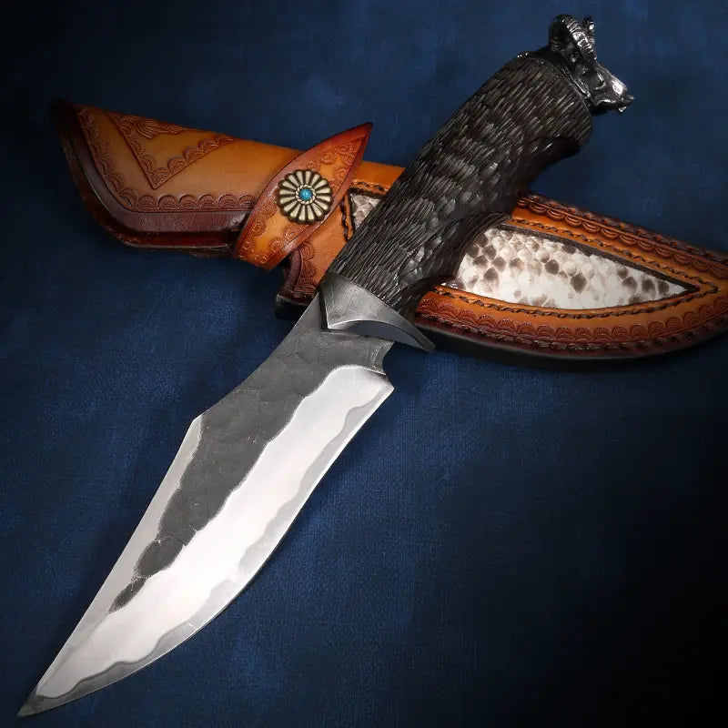 Damascus Fixed Blade Hand Forged Sanmai VG10 Core Ebony Handle Tactical Survival Collector