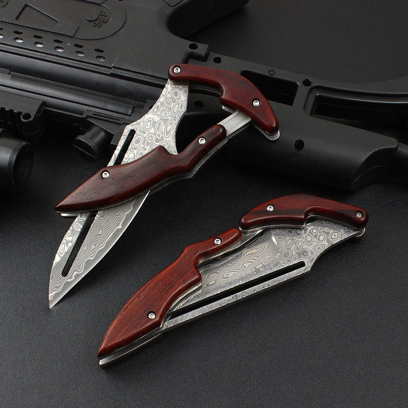 Folding Knife Damascus Steel Pocket Knife Mechanical Lock Camping Knife EDC Collector Knife